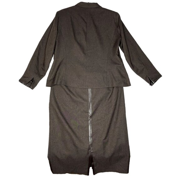 Jex Collection Women’s 2 Piece Brown Suit Skirt & Jacket Blazer Set Size 16 (46) - Picture 3 of 16